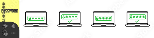 Two steps authentication icon. Verification or sms with code message confirmation for account login. Multi-factor authentication verification code. Laptop password verification or sms with push code 