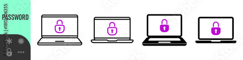 Two steps authentication icon. Verification or sms with code message confirmation for account login. Multi-factor authentication verification code. Laptop password verification or sms with push code 