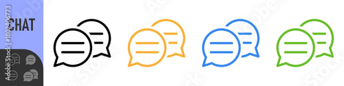 Message Chat speech bubble icon set in different styles, colorful set of vector icons styles representing online messaging, conversation, chat, dialogue, communication, FAQ, and support. for app UI