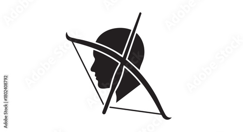 17. Minimalistic longbowman head silhouette
