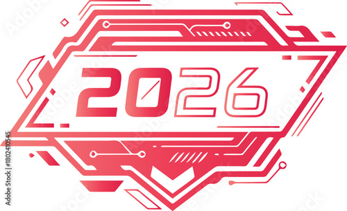 Futuristic 2026 logo design with a technological and modern aesthetic