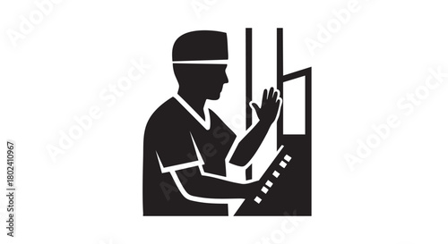 3. Minimalistic black silhouette of radiation therapist
