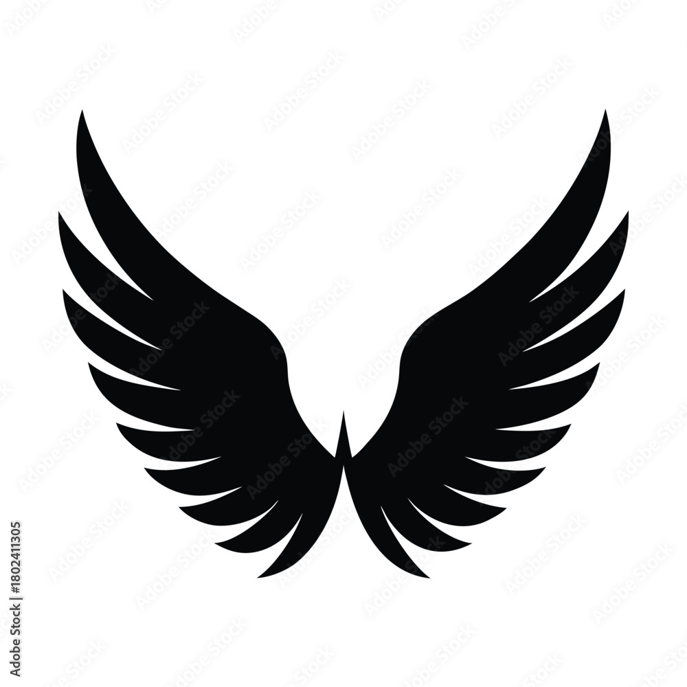 Fototapeta premium Elegant angel wings silhouette with soft feather details