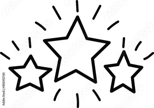 A trio of stars shining brightly, radiating a sense of wonder and magic with their simple yet captivating design