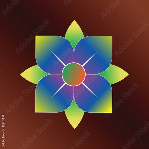 Vibrant Abstract Geometric Lotus Flower Design