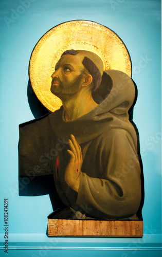 San Francesco d'Assisi, Saint Francis, by Fra Angelico, silhouette head, XV century, Florence