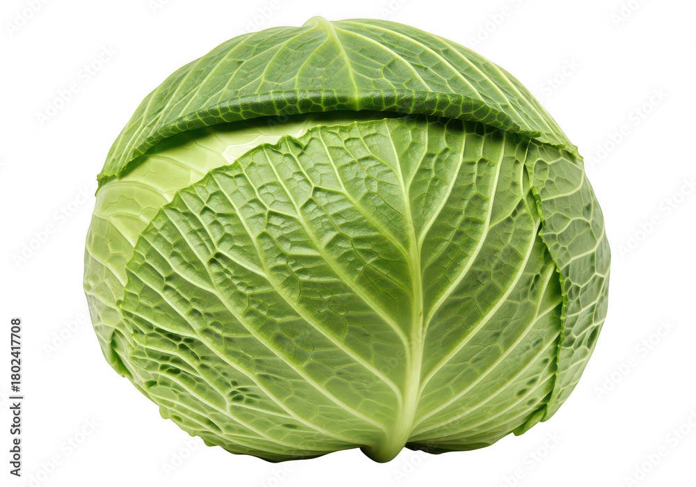 Fototapeta premium Whole Fresh Green Cabbage on Isolated Background | Healthy Vegetable for Cooking and Salad