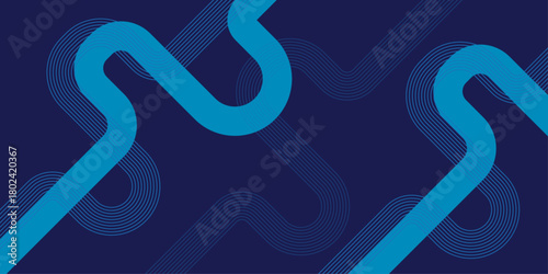 Abstract Dark Blue Winding Lines Intertwined Background