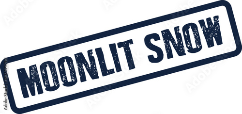 A dark blue rectangular stamp displays Moonlit Snow with a grunge texture effect