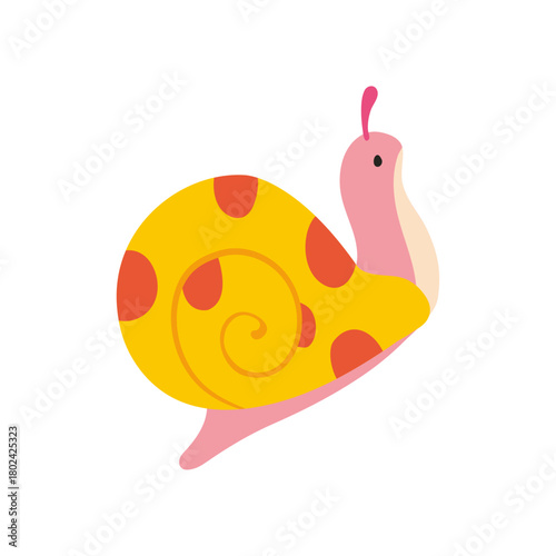 Whimsical Snail Illustration with Yellow Shell and Pink Body Art