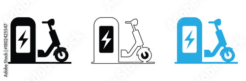 Electric scooters charging at a station, promoting eco friendly transportation and sustainable urban mobility with modern design for a greener future