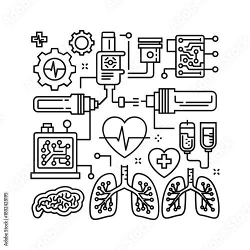Digital health and biomedical engineering concept illustration