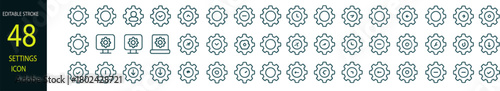 Setting & Setup icon set. Containing Configuration, option, settings, control , and more. editable stroke. vector illustration