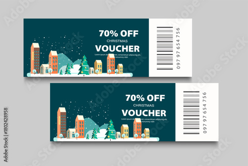 christmas ticket template voucher sale, coupon	
