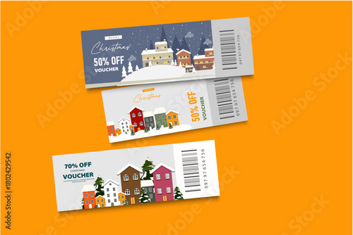christmas ticket template voucher sale, coupon	
