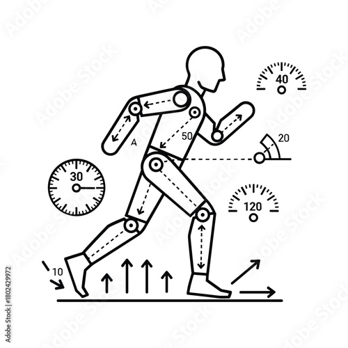 Human movement analysis icon, sport and health tracking data