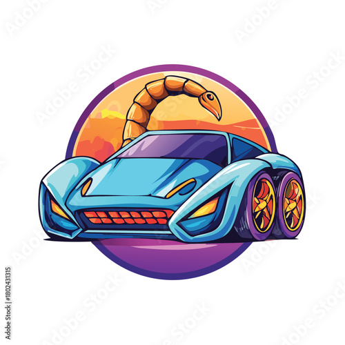 Bold futuristic supercar design with scorpion tail, perfect for gaming and automotive branding concepts