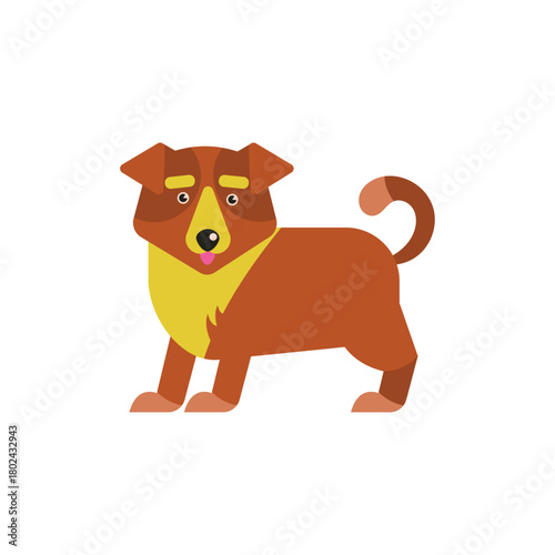 Adorable Cartoon Dog Standing on White Background, Cute Pet Illustration