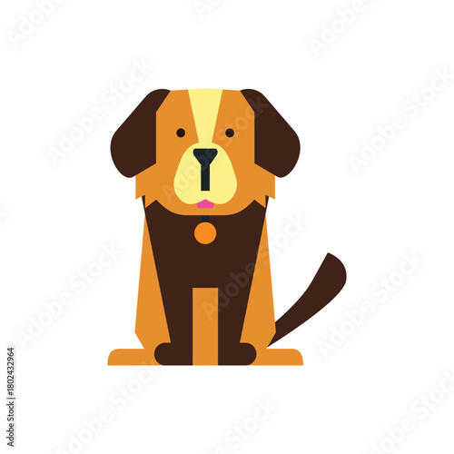 A Friendly, Adorable, Sitting Dog Illustration with a Big Tail