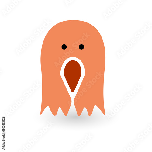 Cute Ogee Ghost Character with an Open Mouth Design for Halloween Celebrations