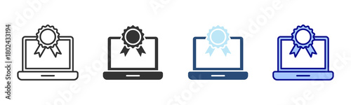 Certificate Icon Set. Designed In Multi Style
