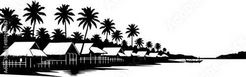 Silhouette Of Palm Trees On A Quiet Beach At Night, Reflecting Tranquility And Mystery.