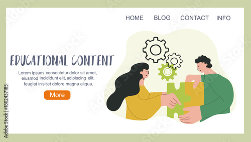 Educational content, back to school concept, education, landing page, hand drawn vector illustration.