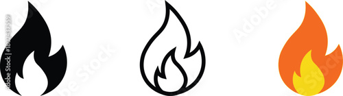 Fire flame icon set. Fire symbol in glyph. Fireball sign. Campfire symbol. Flame vector. vector illustration