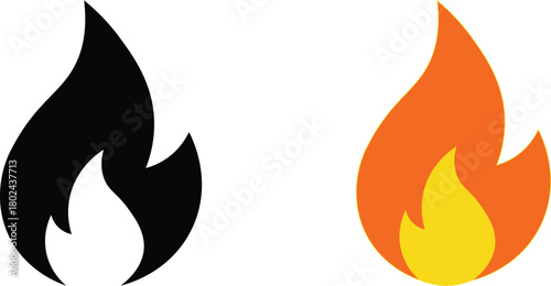 Fire flame icon set. Fire symbol in glyph. Fireball sign. Campfire symbol. Flame vector. vector illustration