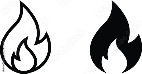 Fire flame icon set. Fire symbol in glyph. Fireball sign. Campfire symbol. Flame vector. vector illustration