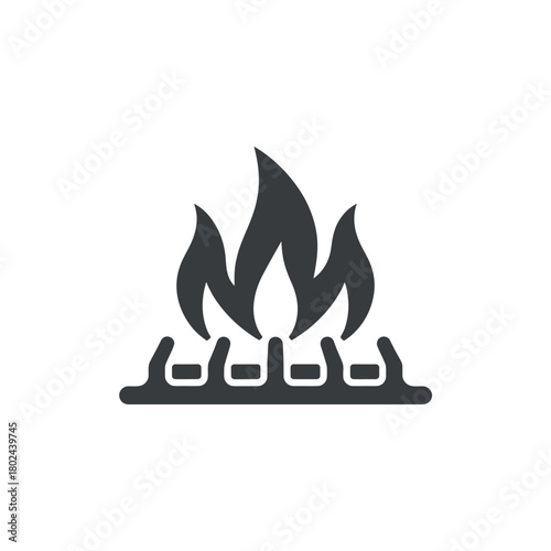 Gas stove burner with flames icon