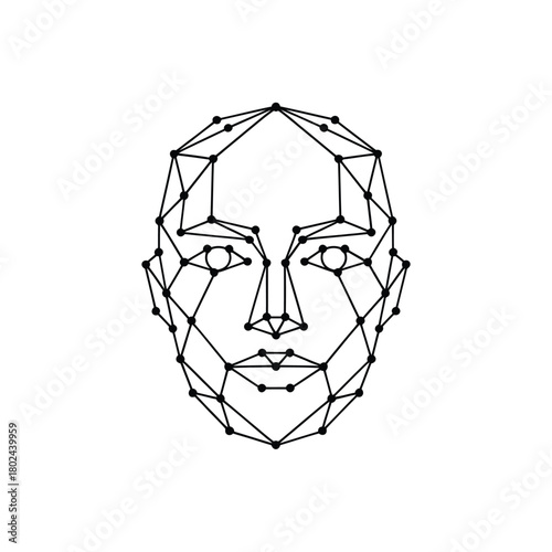 Geometric wireframe of a human face