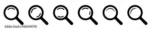 Magnifying Glass Icon Collection – Loupe Symbols for Search, Discovery, Finding, and Zoom Tools.