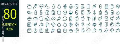 Nutrition diet icon set. Vector illustration