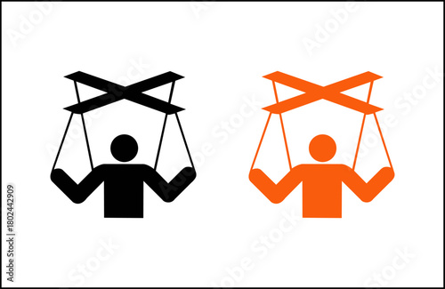 Puppet master controlling a puppet, symbolizing manipulation or control