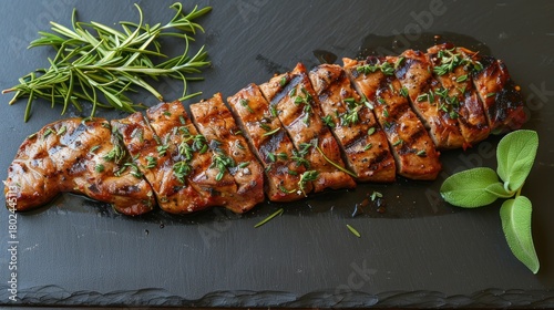 Herb glazed grilled chicken slices make a flavorful meal for any occasion