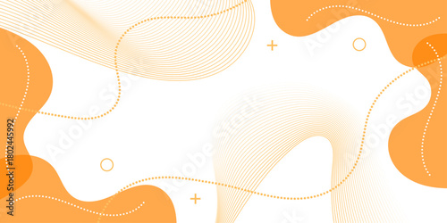 Modern abstract organic background with memphis style geometric shapes and orange tones vector.