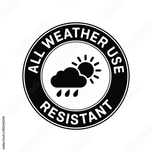 All weather use resistant symbol with sun and rain