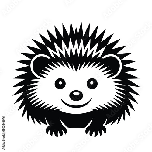 Cute hedgehog face with spiky fur and a smiling expression, a charming animal illustration, isolated on