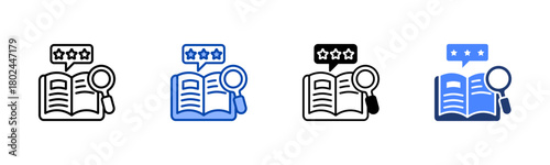 Literature Review icon set multiple style collection