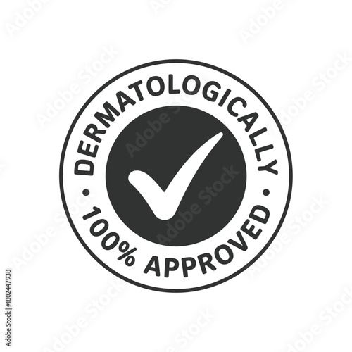 Dermatologically approved stamp with check mark