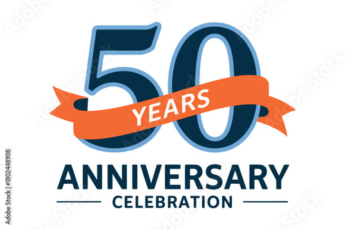 A celebratory graphic displays '50 Years Anniversary Celebration' with a prominent orange ribbon across the number 50.