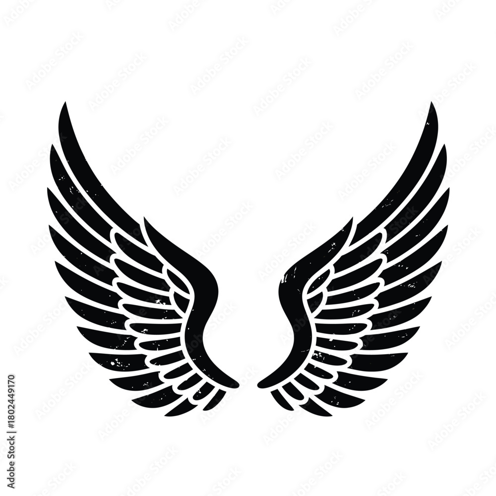 Fototapeta premium Wings vector illustration isolated on angel wings icon bird wings symbol freedom concept tattoo design graphic element