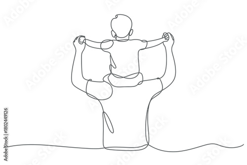 A father carrying his child on his shoulders, symbolizing love and connection in a simple line drawing.
