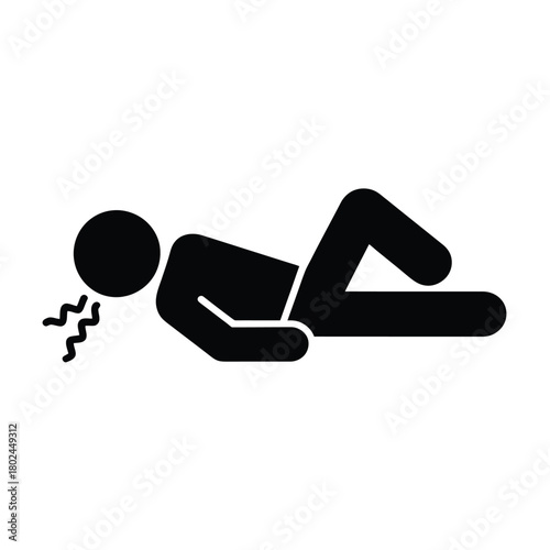 Stick figure person lying down feeling sick