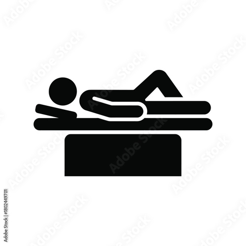 Patient lying down on medical table icon