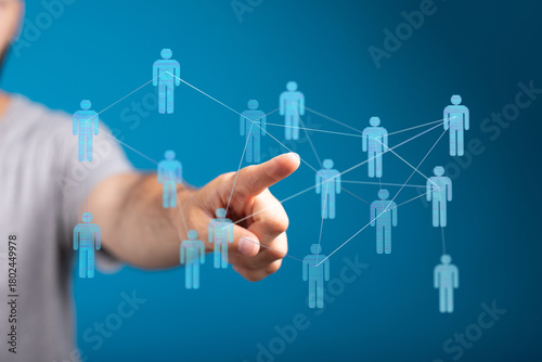 Tableau sur toile Hand touching digital people network connection concept