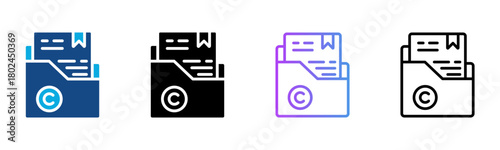 Copyright Icon Multiple Style Vector Illustration
