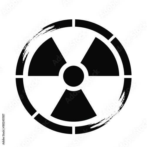 Illustration of a radiation symbol with a grunge effect, isolated on, conveying danger, caution, and the presence of radioactive materials