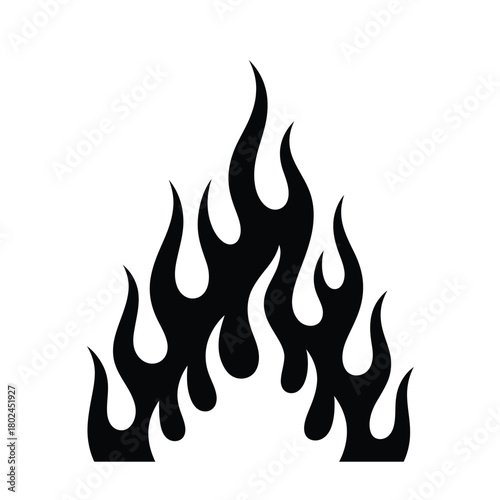 Black flame silhouette on, perfect for adding a fiery touch to designs ideal for themes related to passion, energy, power, or danger